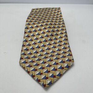 Jos A Bank‎ Square Geometric Yellow Silk Tie 3.5" Wide